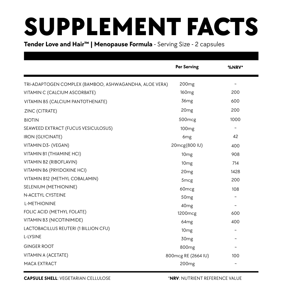 Tender Love and Hair - Menopause Hair Vitamins - 3 Month Supply