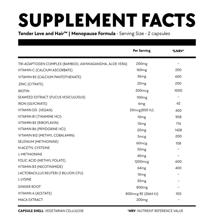 Tender Love and Hair - Menopause Hair Vitamins