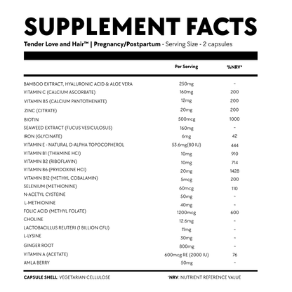 Tender Love and Hair - Pregnancy and Postpartum Vitamins